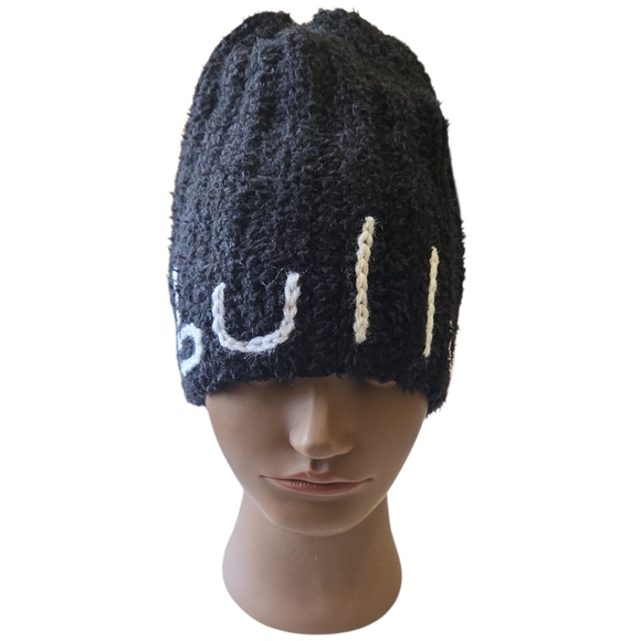 "Cruella de Vil" Ribbed Beanie w/Fur & "Bully" Crochet Beanie, Adult, Handmade - Picture 3 of 4